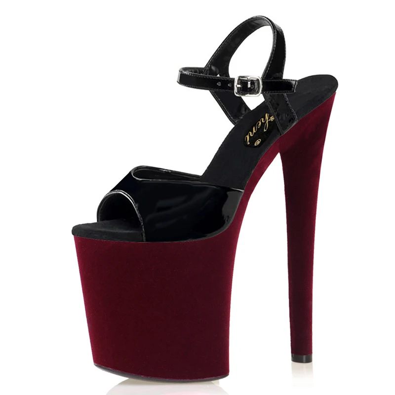 Full Dress New Pole Dance Shoes Wine Red 8inch Sexy Platform Sandals Pole Dance High Heels Club