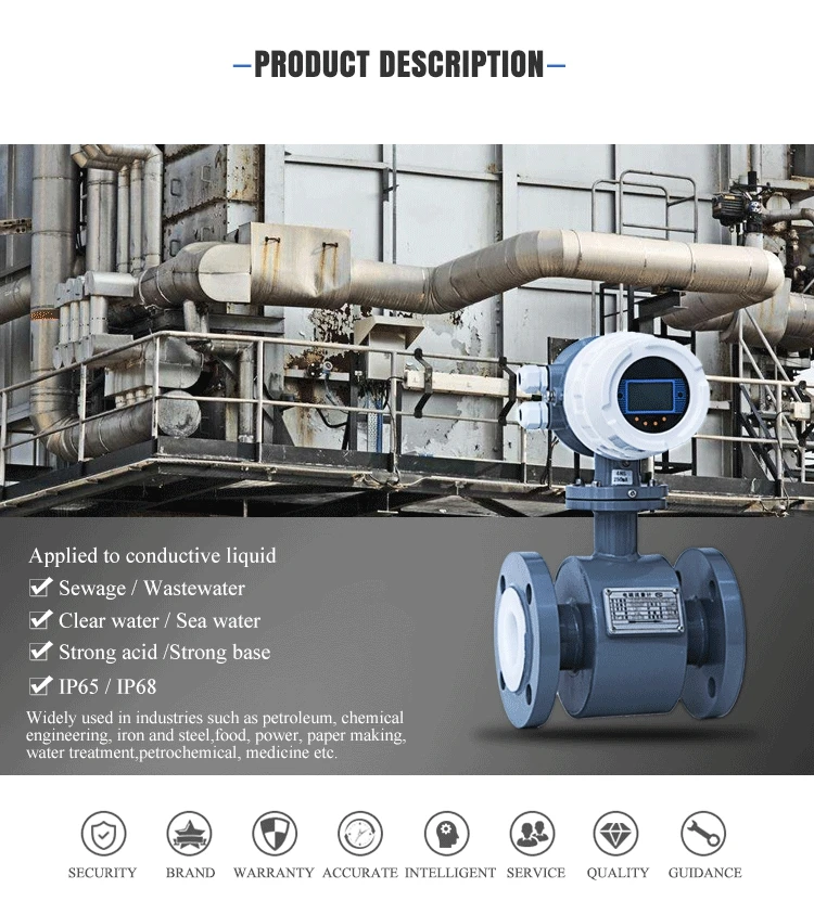 DN80 Digital Clean Water Electromagnetic Flow Meters Sewage Muddy Water ...