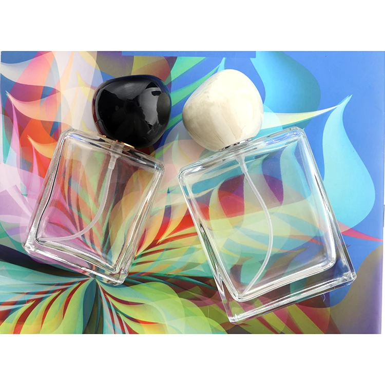 トップグレード空透明長方形香水瓶石蓋付き50ML 100ML OEMフレグランス