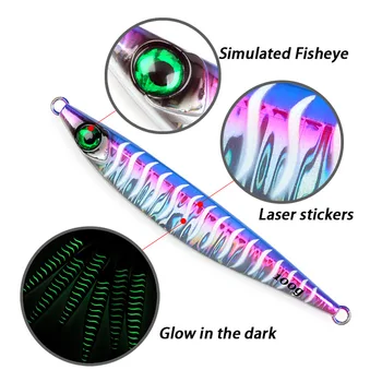 CHEERY Long-Range Sea Fishing Boat Lure Bait 40g-100g Glow-in-the-Dark Striped Shore Casting Sardine Jig Lead for Saltwater Fish – Metal Jig – view 5