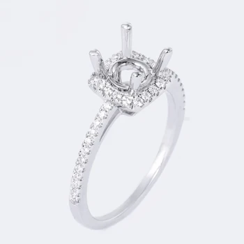 New product wholesale jewelry 18k solid white gold semi mount setting solitaire diamond engagement ring