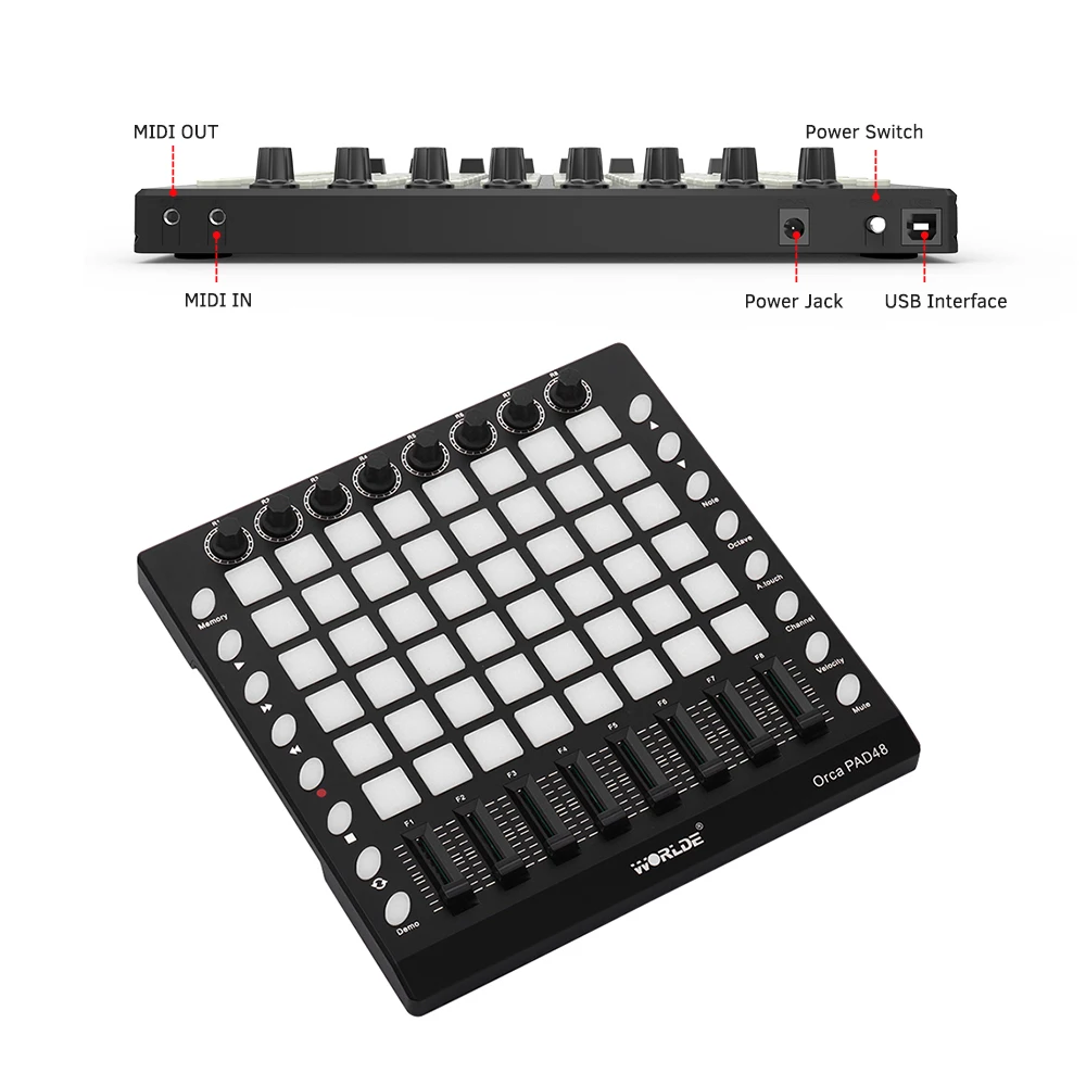 worlde orca pad48 MIDI コントローラ キーボード パッド WORLDE PAD48 - Portable MIDI Drum Pad Controller with 48 Pads