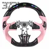 Fibre de carbone LED + cuir lisse rose