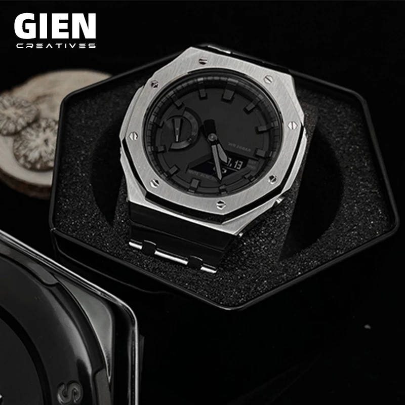 Gien материал класса люкс каучуковый ремешок, Модный чехол для G-Shock GA2100 2ND Gen компоновщик модифицированные аксессуары для часов