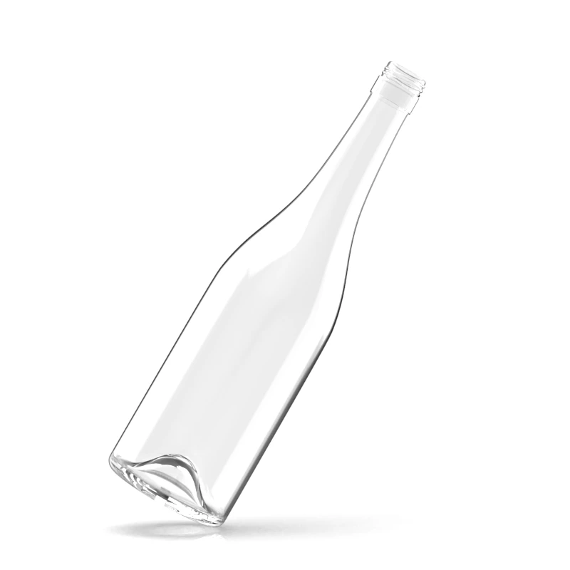 Factory Direct Supply 750ml Empty Oval Transparent Rum Bottle Glass With Screw Cap