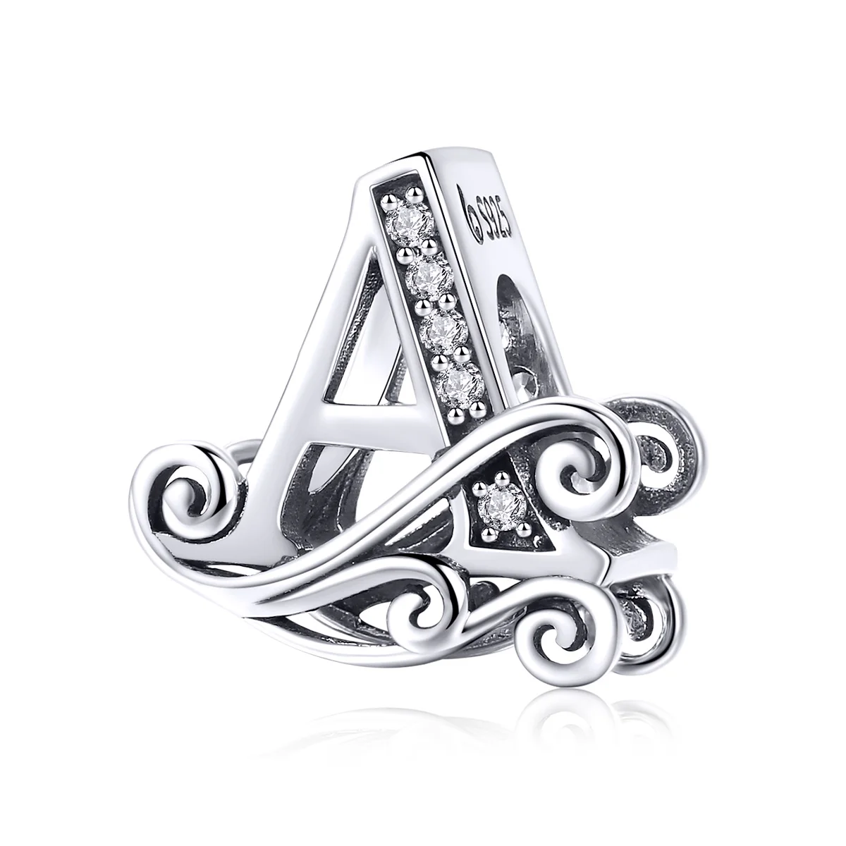 BAMOER NEW 925 Sterling Silver Vintage A to Z Clear CZ 26 Letter Alphabet Bead Charms Fit Bracelets DIY Jewelry BSC030