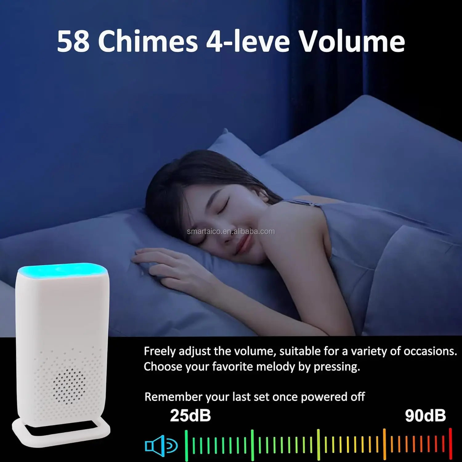 Rechargeable USB Vibration Alarm Ringtone SOS Wireless Call Button Caregiver Pager Elderly Doorbell