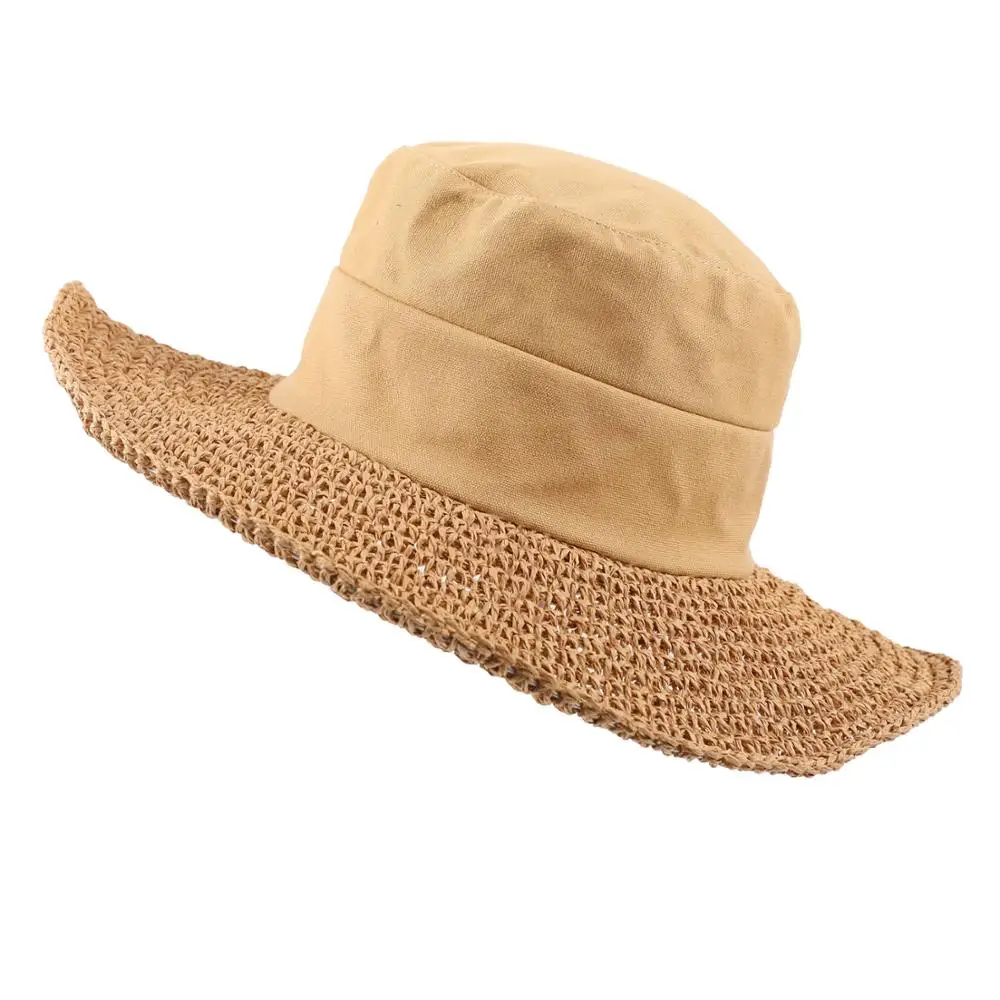 Topi Jerami Pantai Wanita Bordiran Logo 
