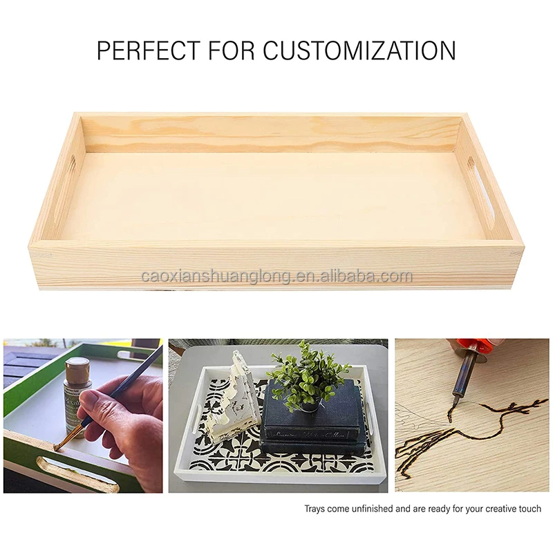 Wooden Nested Serving Trays Unfinished Natural Wood Trays With Handles