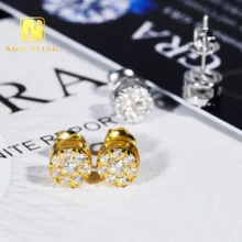 Cheap Moissanite Stud Earrings Lowest Price Classic Design Small Wholesale Fashion Screw Back Earrings 925 Gold Plated Earring