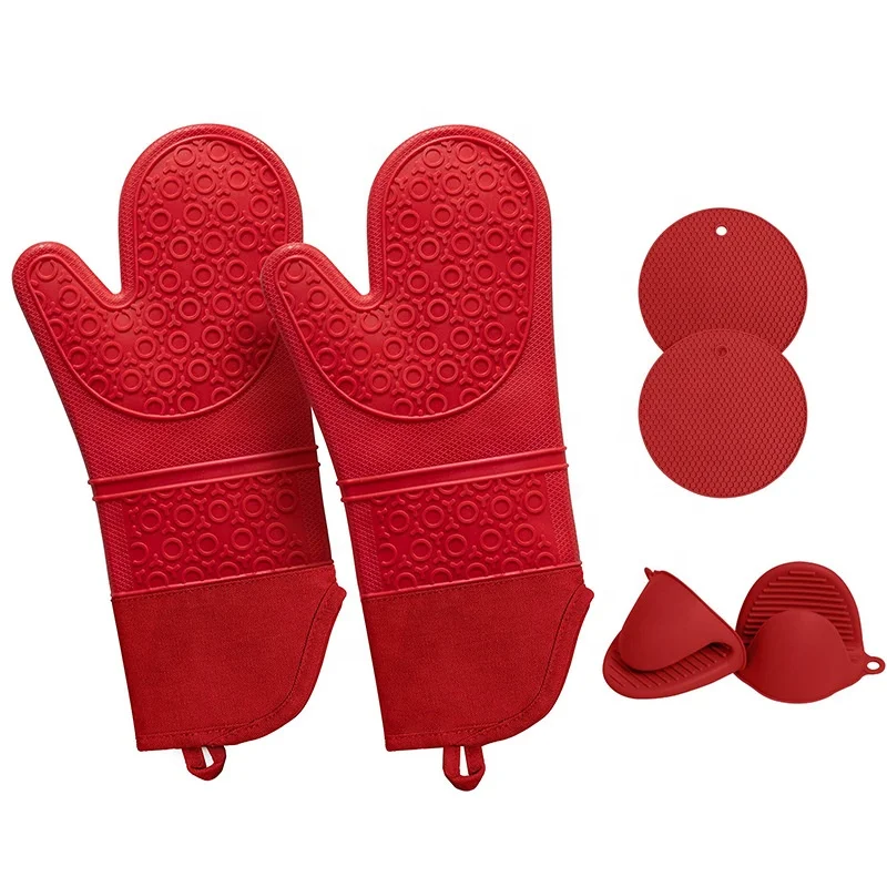 7pcs set silicone oven mitts s