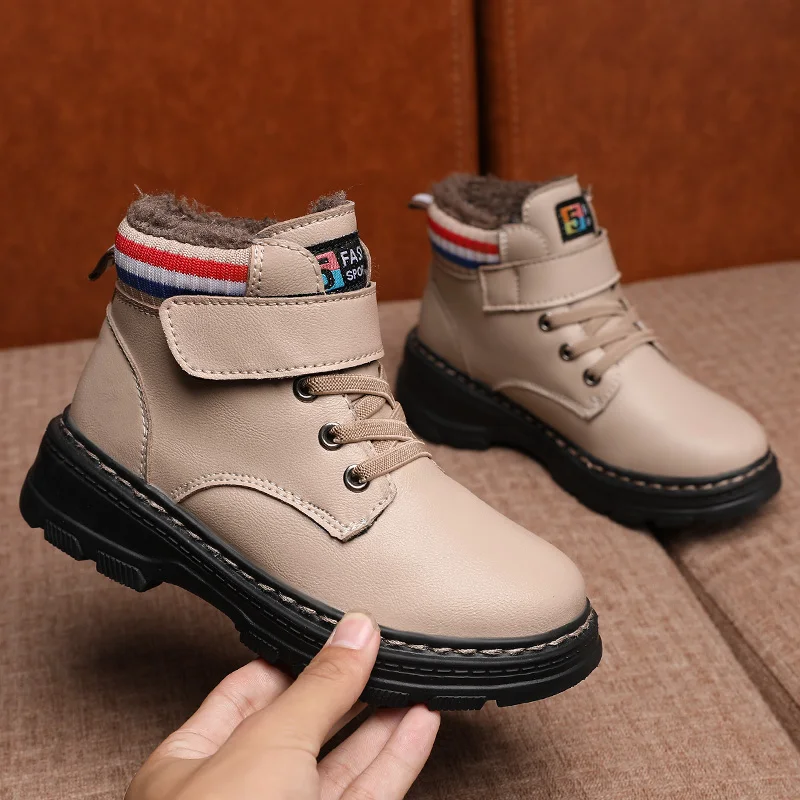 Новинка 2021, модная детская Водонепроницаемая зимняя обувь из искусственной кожи для девочек