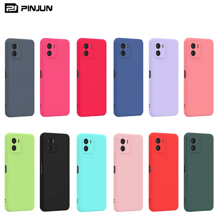 Fashion Style for Vivo Y15s Fine Hole Lens Protection Soft Liquid Silicone Phone Case Full Solid Color Tpu Phone Cover