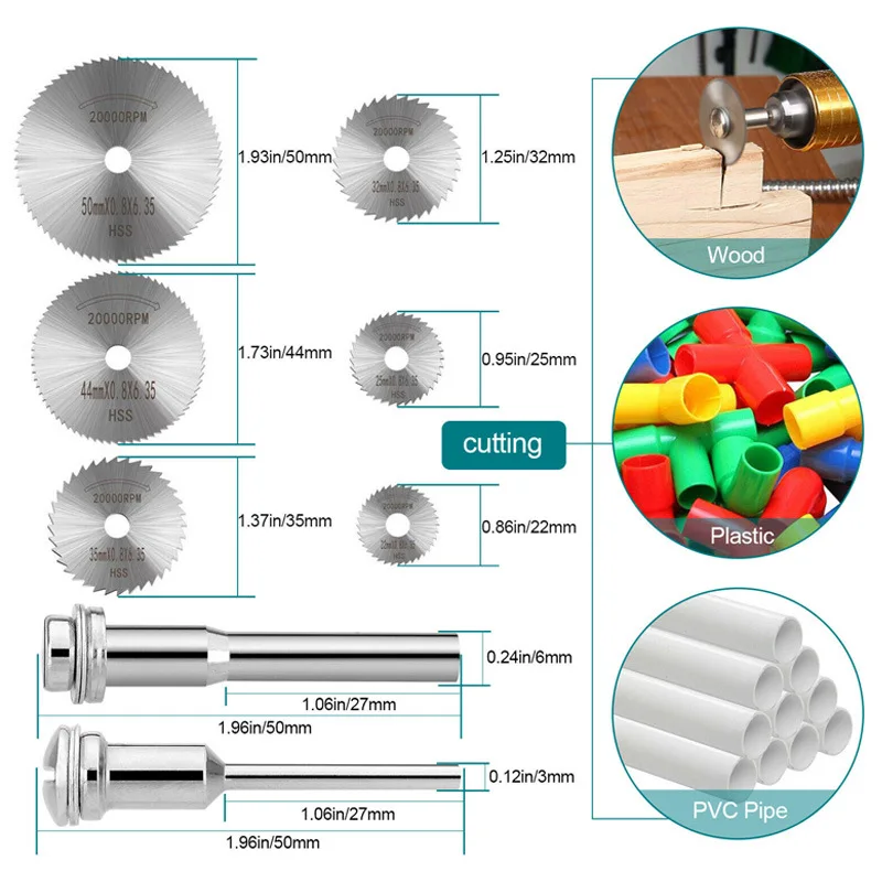 60pcs Diamond Cutting Wheels HSS Circular Saw Blades Die Grinder Metal Wood Cut Off Disc Rotary Tool Drilling Accessories