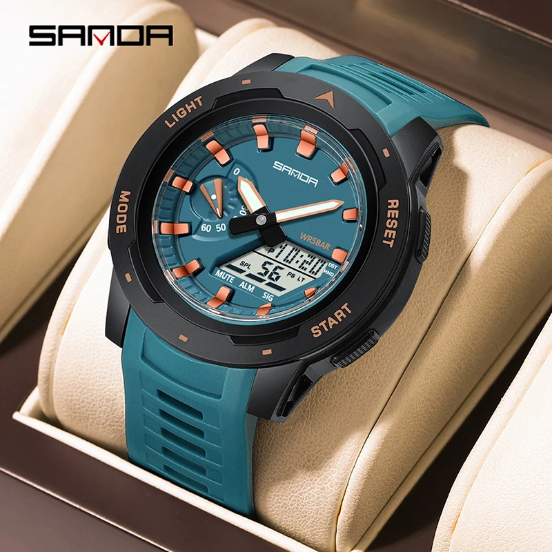 SANDA3360スポーツシリコン腕時計ファッション電子マンクォーツ
