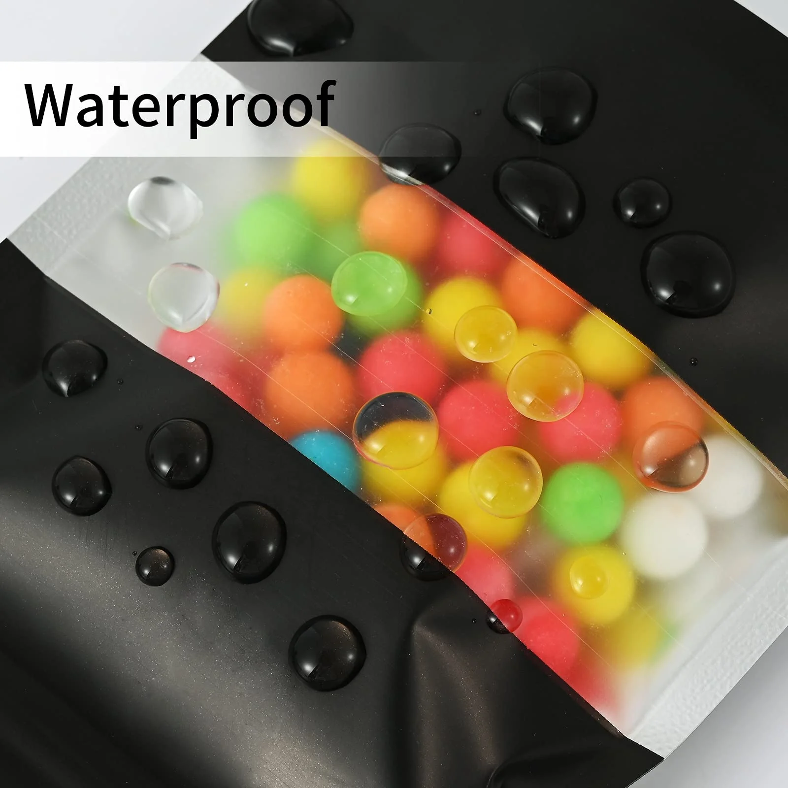 Custom Packaging Resealable Matte Zip Lock Plastic Stand up Pouch With Window Black Mylar Bags