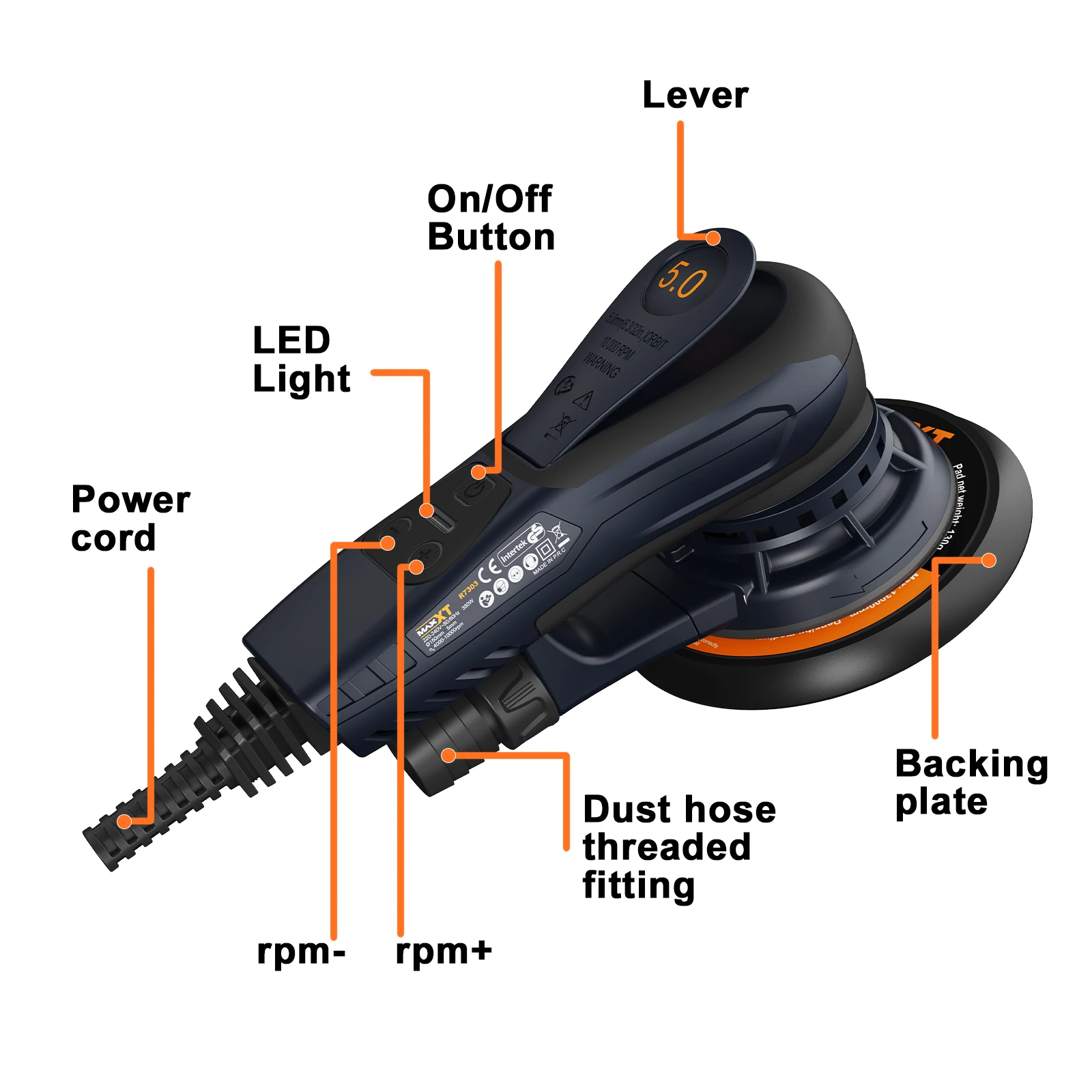 Levigatrice Eccentrica 280W Yunirvana - 13000 OPM, 5 Pollici, 15 Dischi, Collettore Polvere - Foto 7