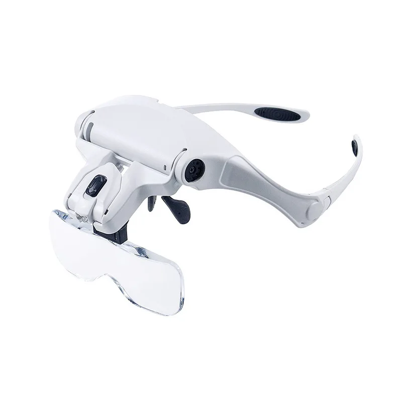 Head-Mounted Magnifier Loupe Reading Multi Lens Replacement With LED Light Magnifying Lens Grafted Sewing Tattoo Magnifying