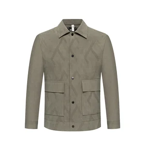 Factory Wholesale Custom Plus-size Men's Senior Grey Jacket High Quality Twill Pocket Jacket