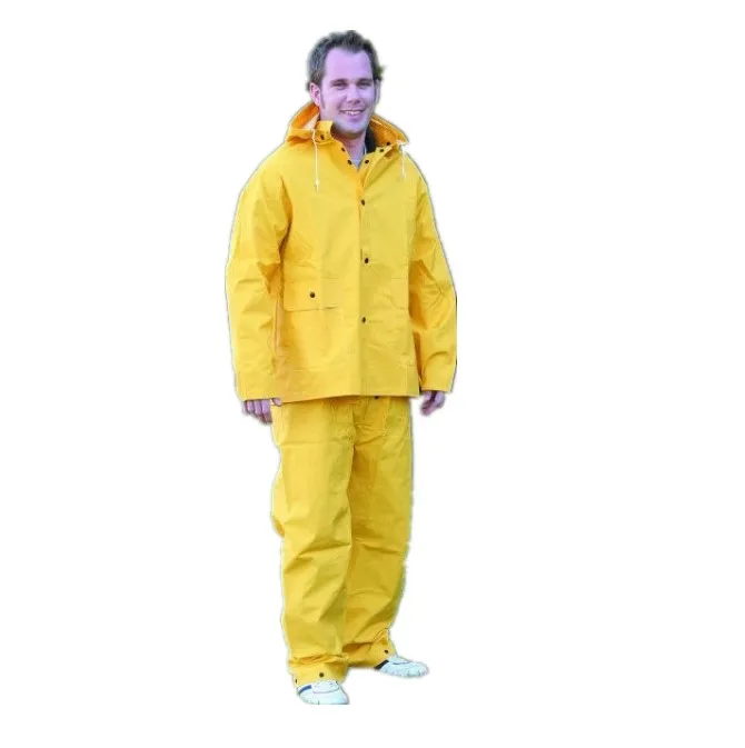 Listo para enviar amarillo PVC poliéster PVC chaqueta de lluvia
