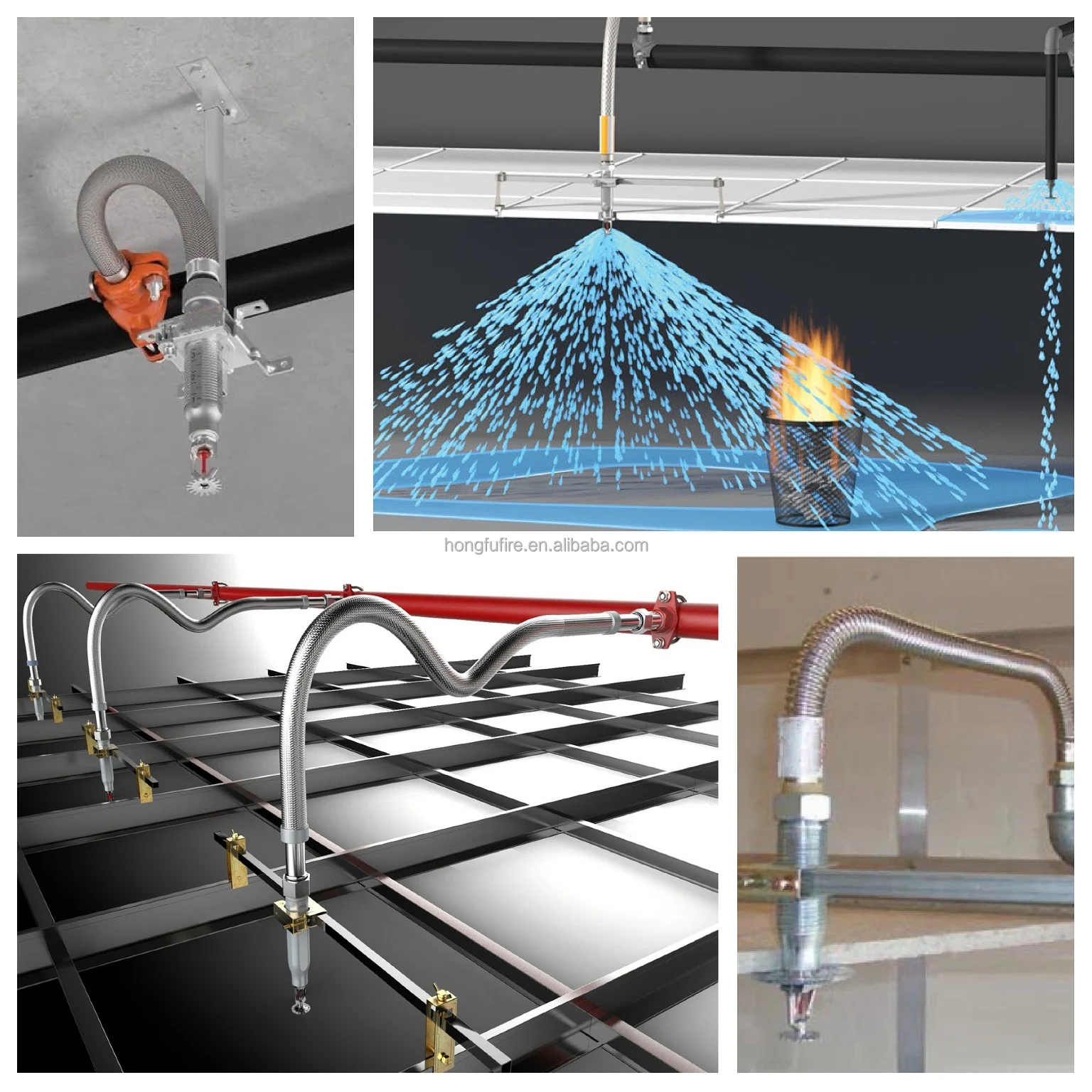 1800mm Unbraided Fire Sprinkler Flexible Hose Stainless Steel Hose