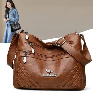 Wholesale PU Leather Women's High Quality Handbag Compact Shoulder Bag Chains Zipper Closure Crossbody Messenger Bag
