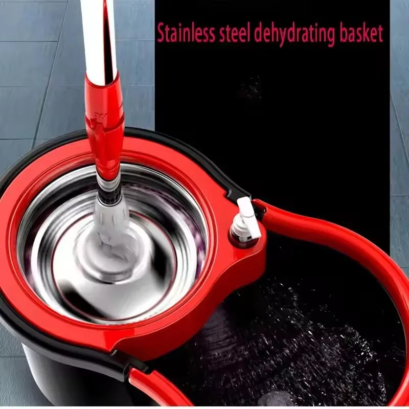 Washable Mop Microfiber Cleaning Cloths with Barrel Set Hands-free Squeezing Swob for Broom with Magic Tape