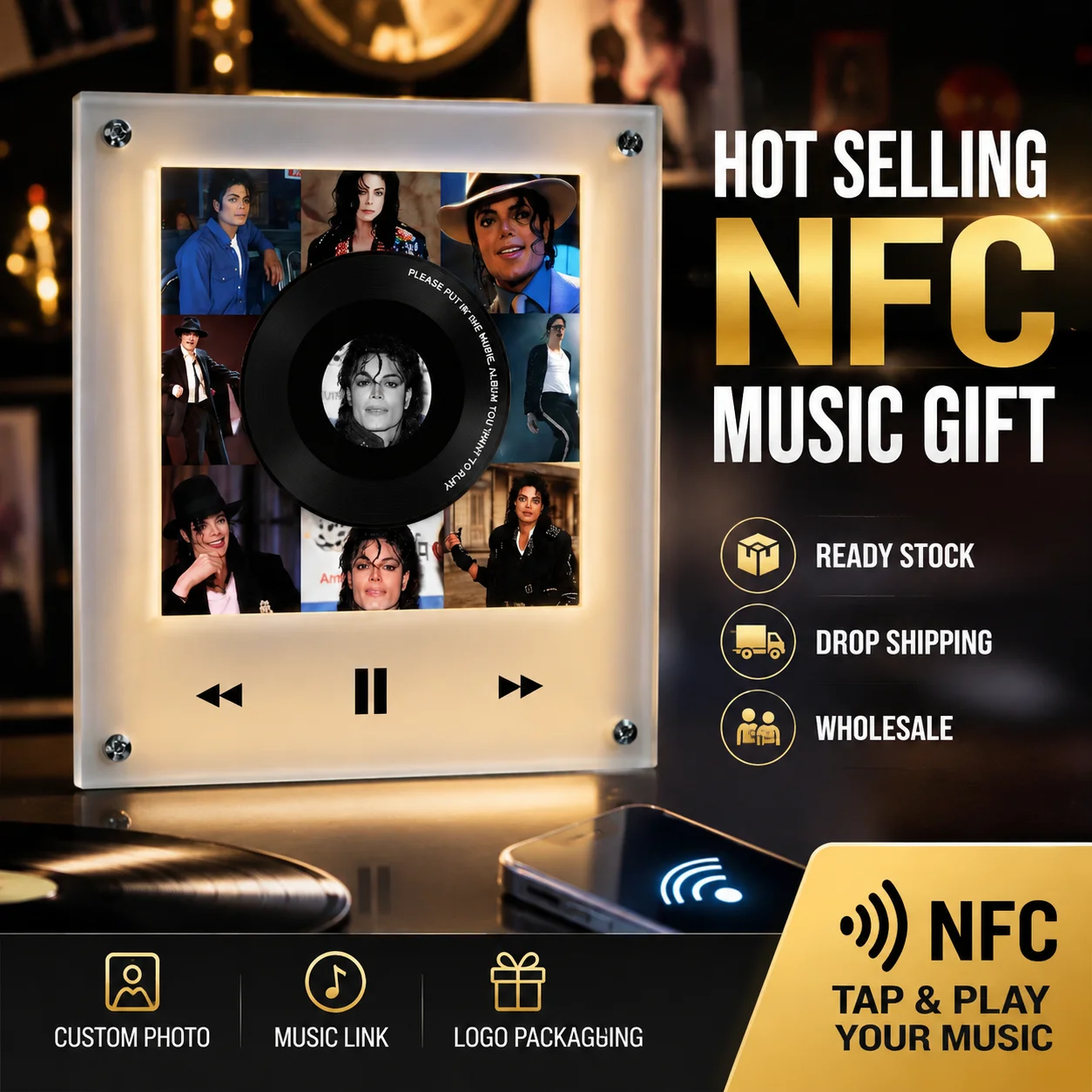 Custom Michael Jackson NFC Music Player, DIY Song Photo Music Gift