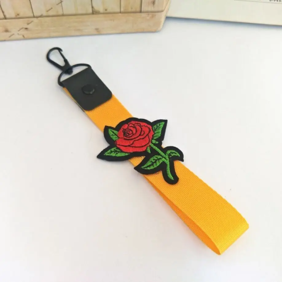 Корейский цветок розы тканая лента с вышивкой веревка для мобильного телефона брелок подвеска, DIY ремешок для мобильного телефона аксессуары ремешки