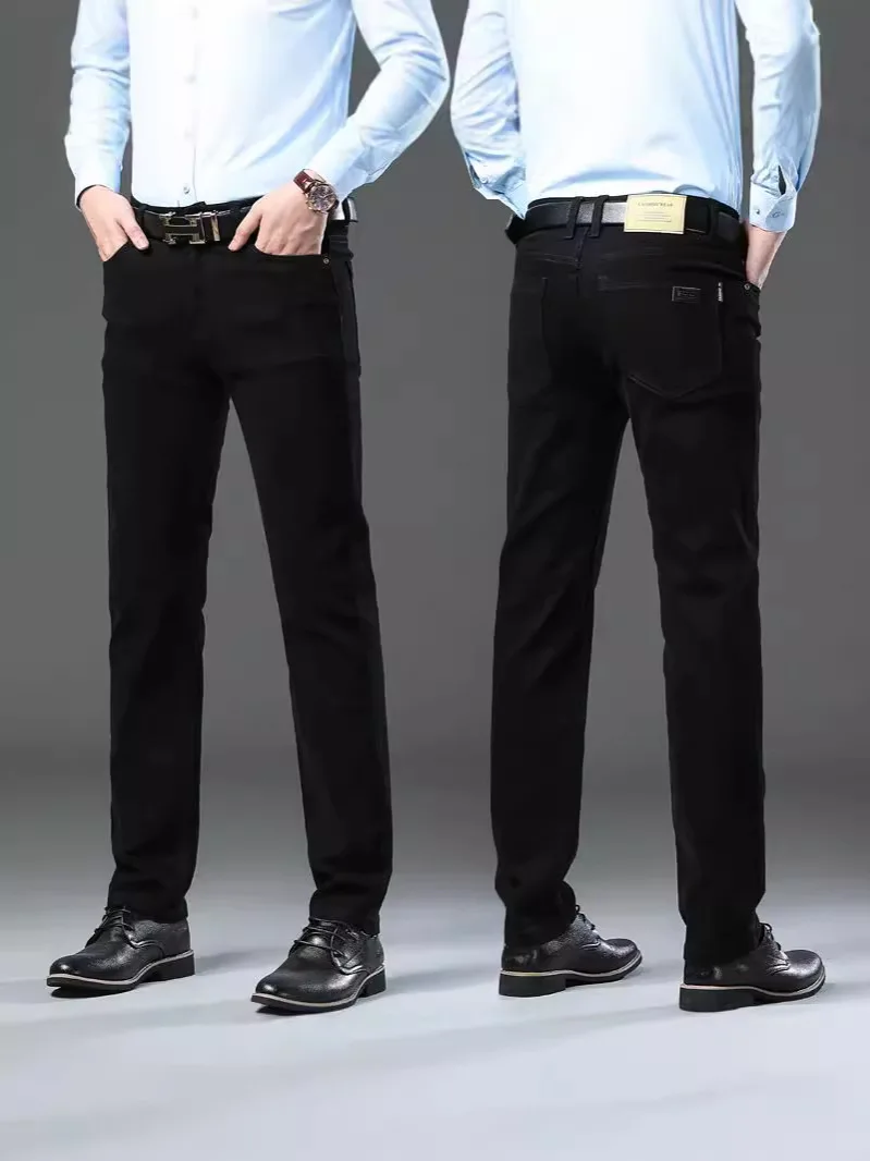 New Spring Large Size Men's Casual Pants Straight-Leg Stretchy Comfortable Breathable Cotton Blend Mid-High Waist Fashionable