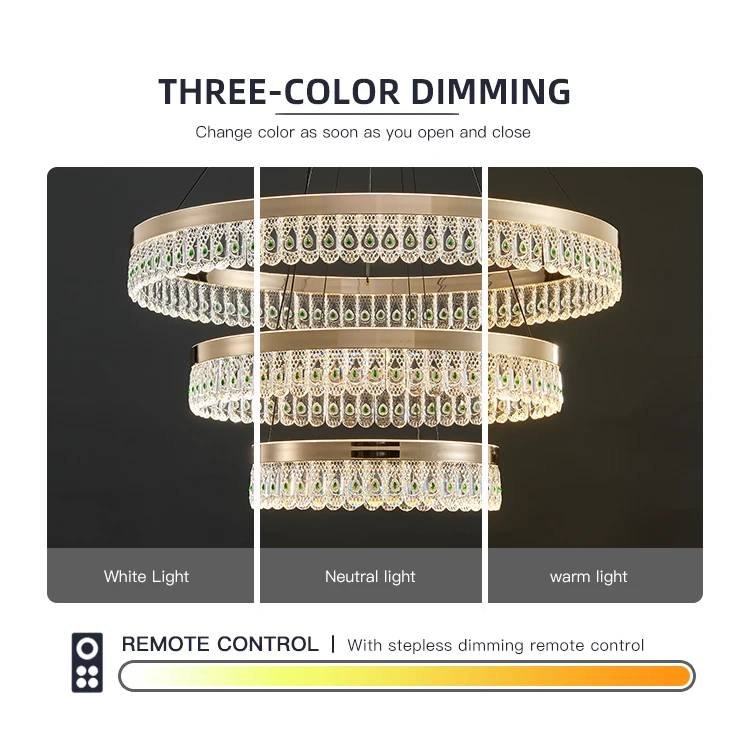 High Quality Adjustable Height Connectable Smart Speaker Living Room Aluminum Led Crystal Chandelier