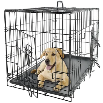 dog cage for large dogs folding mental wire kennels with double door divider panel removable tray