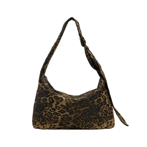 Factory Custom High Quality Canvas Ladies Handbags Fashion Hobo Crossbody Bag Leopard Design Women Shoulder Bags