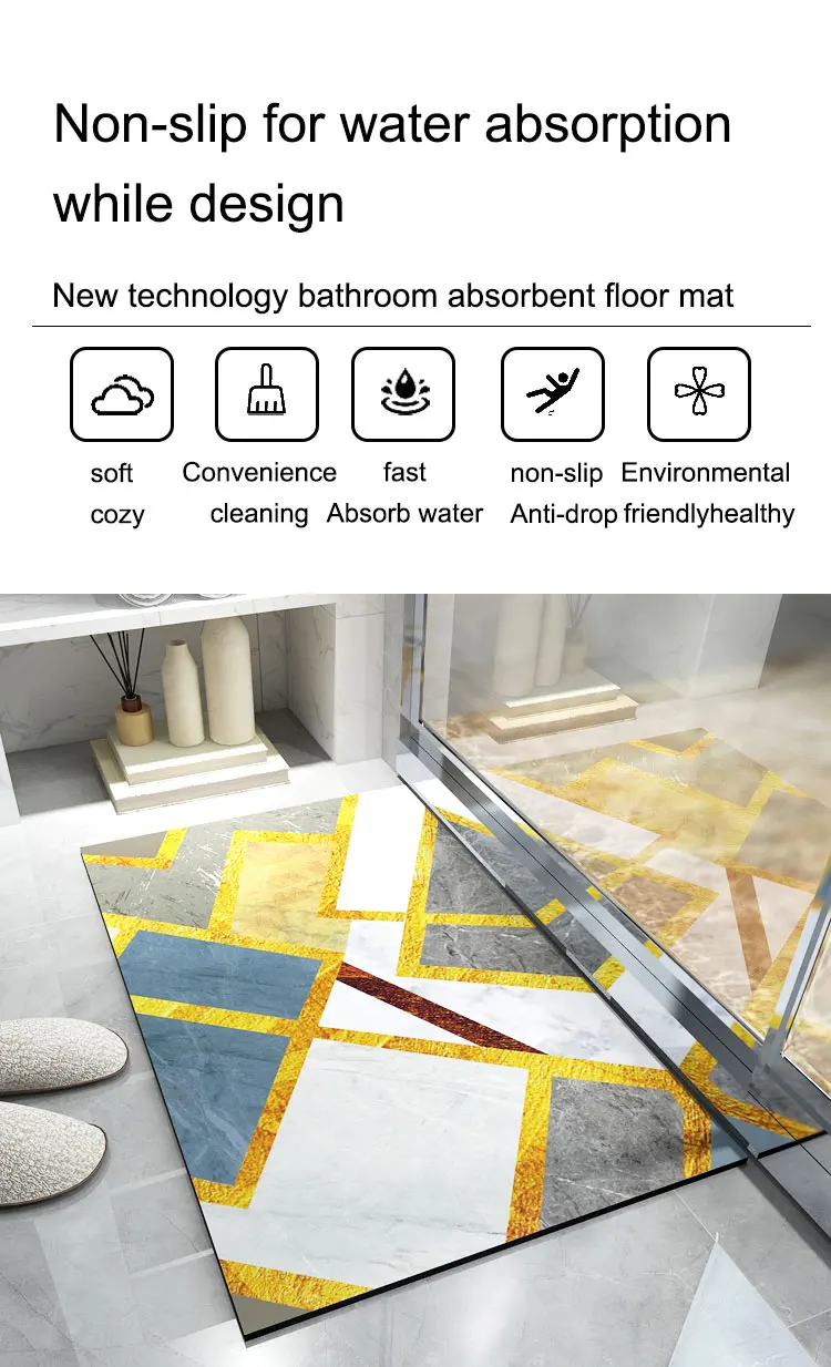 Best Selling Strong Absorbent Non-Slip Bathroom Mat Easy-to-Clean Living Kitchen Cushioned Foam Low Carpet Rug Hallway Dining details