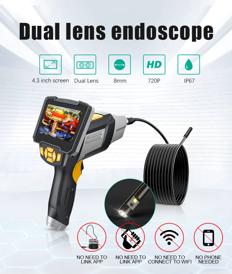 1 Stück Hd Industrie Endoskop-kamera Mit Led-taschenlampe, 3 In 1