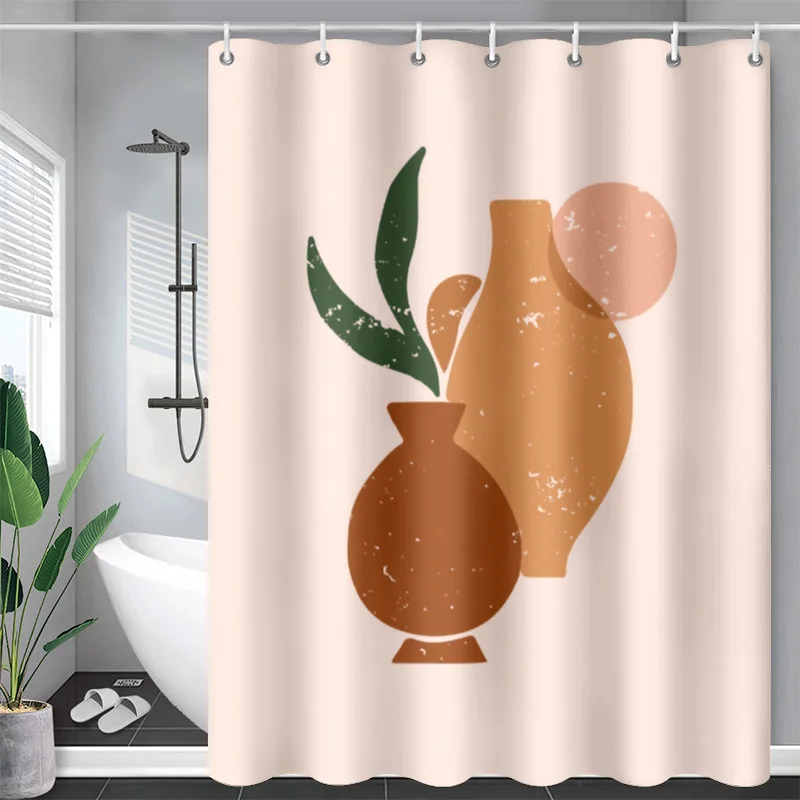 Лидер продаж скандинавские цифровые полиэфирные печатные водонепроницаемые занавески для душа с крючками ванной