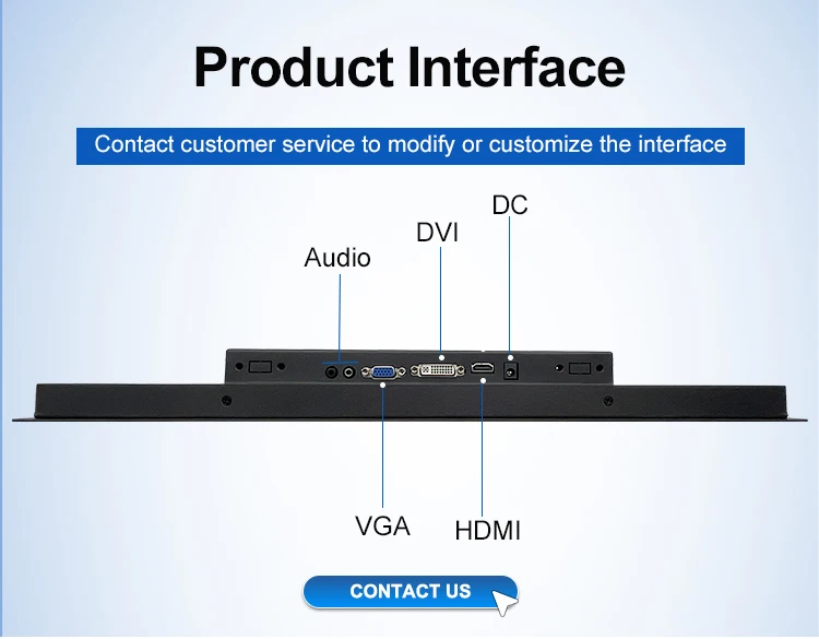18.5 / 18 Inch VESA Wall Mounted Touch Screen Metal Embedded Touchscreen Industrial Monitor LED Display