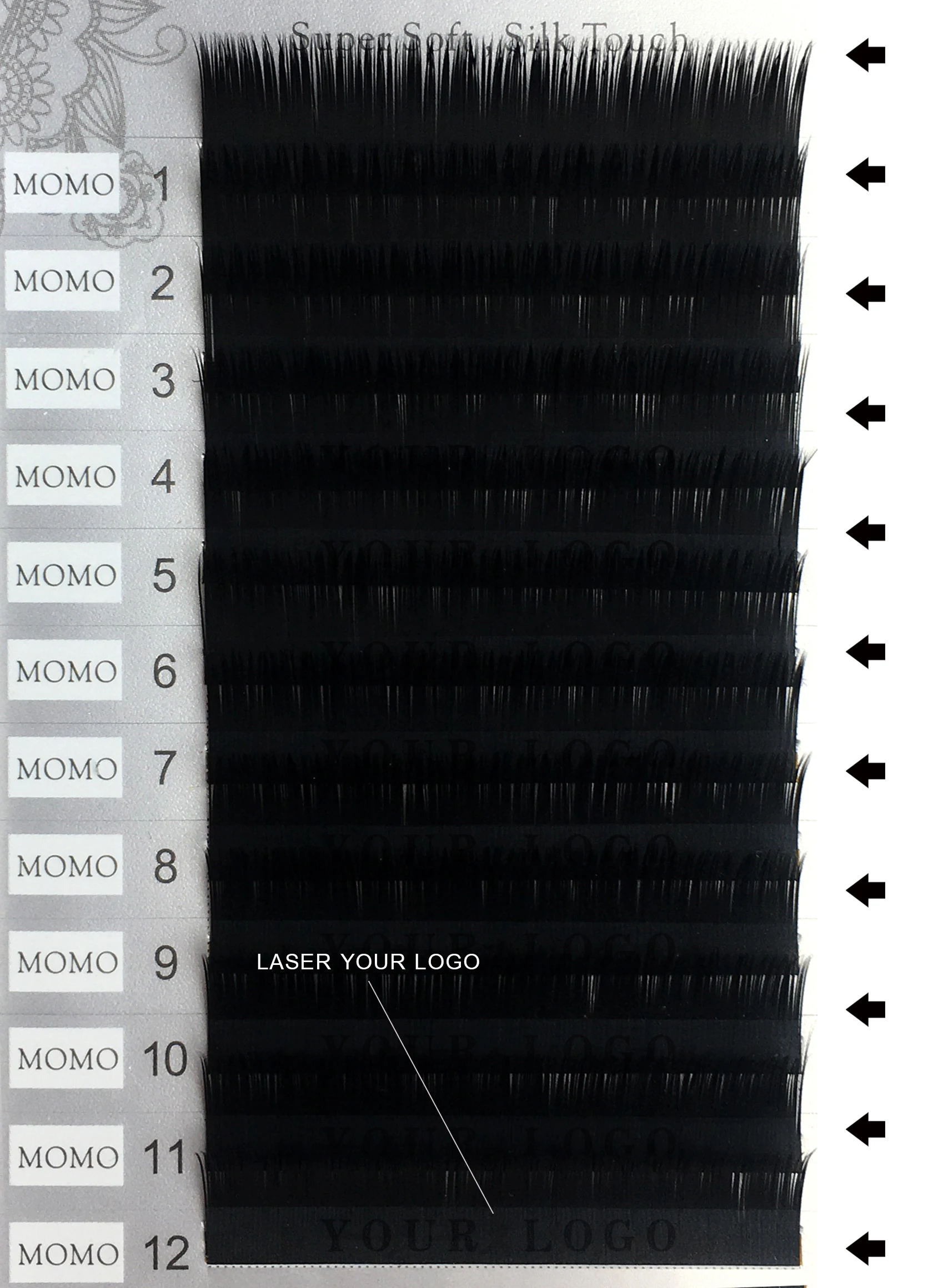 Оптовая продажа лазерных желобчатых ресниц макияж Индивидуальные Накладные ресницы корейский Pbt OEM ODM натуральный черный очень мягкий и легкий толстый