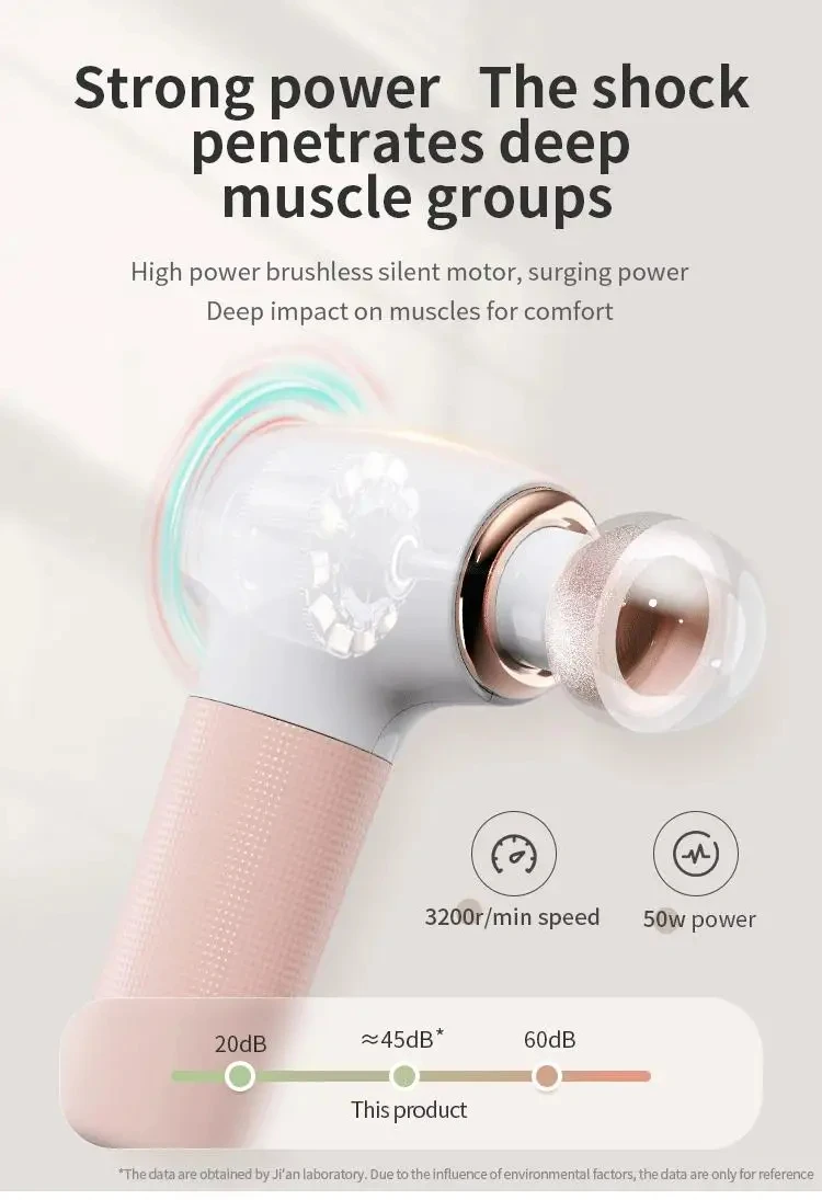 HEZHENG Hot Sale Wireless Mini Massage Gun Deep Muscle Vibrating Massager Powerful Body Massage Machine with 4 Shape Heads