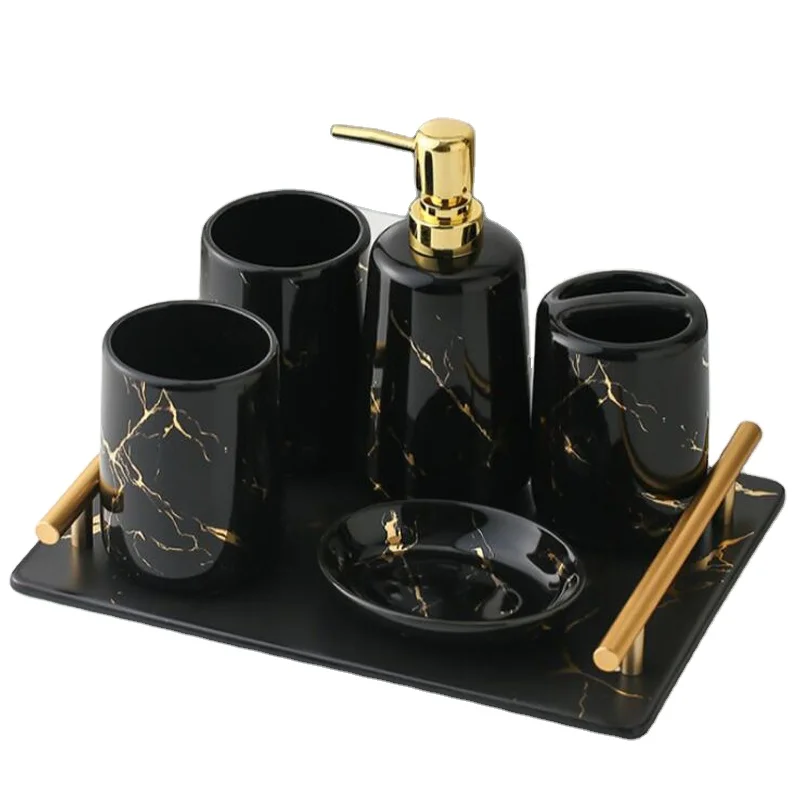 Wholesale Decorative Home Accessories Black Marble Effect Ceramic