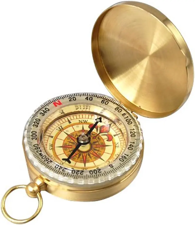 EMagTech Boussole De Survie Métal Poche - Boussole Camping Randonnée Enfants, Outil Navigation Militaire Plein Air Bronze