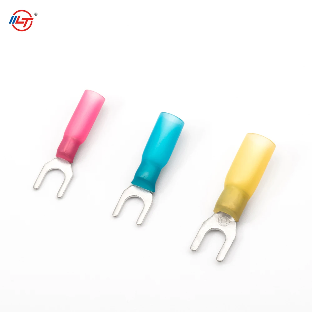 LEXT RSSV1.25 Cable Terminals Heat Shrink Convex Fork Cold Crimp Connector with Copper Furcate Lug U Type