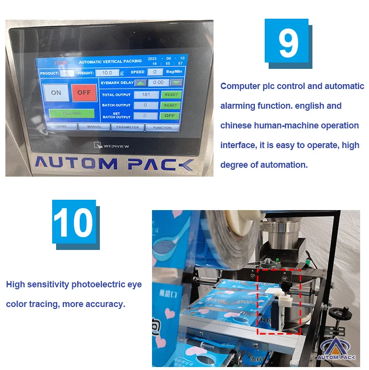 Autompack Factory Price Dried Figs Dry Fruit Cashew Nuts Wholesale Bag Making Herbal Food Particle Rice Grain Packing Machine