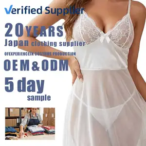 Women Sexy Satin Lace Floral V-neck Front Logo Nightdress Breathable Soft Elegant Fashion ODM Sleepwear Manufacturer