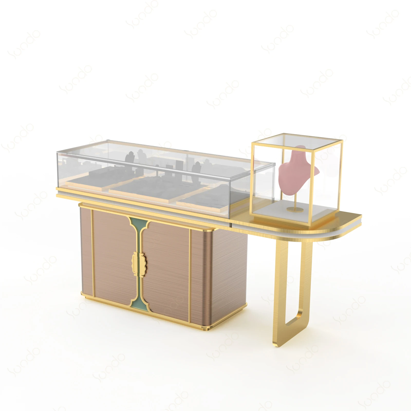 Vitrina de anillo de compromiso de lujo de tamaño de logotipo personalizado  Mostrador de tienda moderno y elegante quiosco de joyería de diseño de