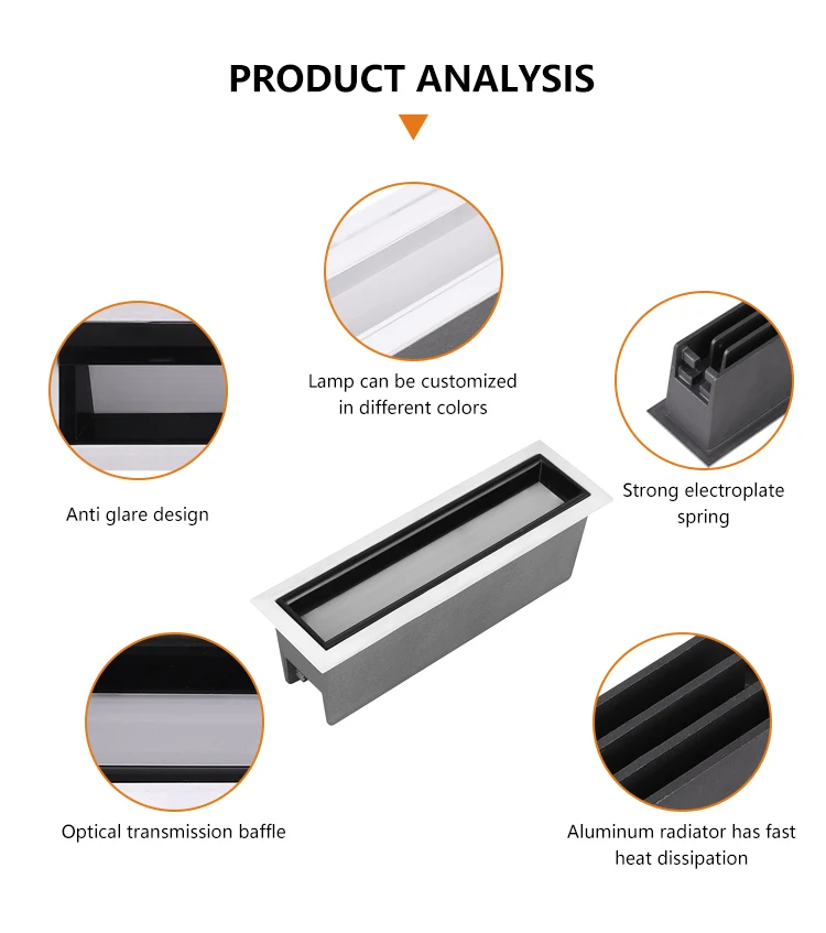 Wide Beam Angle Blade Black White Grey Tri Light Color SMD Office 10W 20W 30W Led Linear Down Light