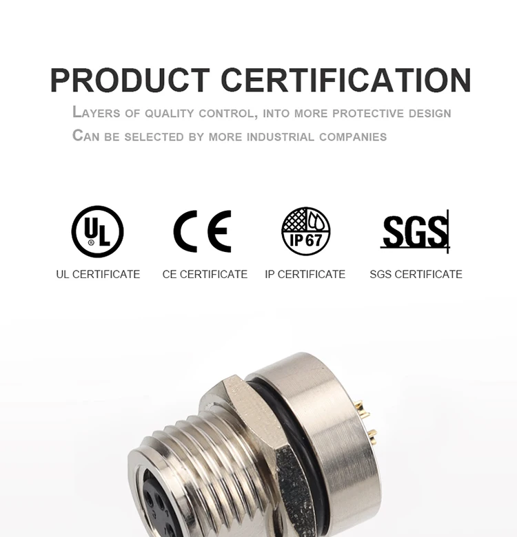 Description Picture 6 of item3 4 5 6 8 Pins M8 Solder Welding A D Coding Male Female Panel Mount IP67 Sensor Circular Connectors
