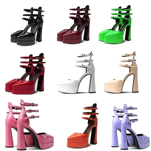 Women Pu Pole Dancing Performance Shoes High-Heeled Adult Nightclub Catwalk Shoes Thickened Waterproof Platform Dancing Shoes