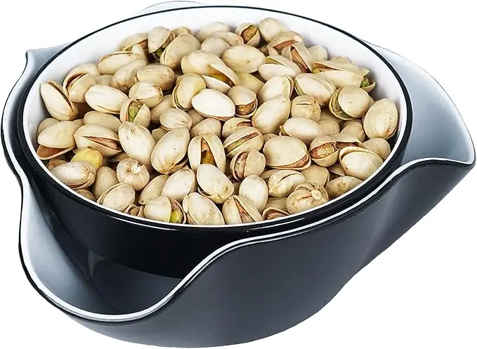 Ceramic Snack Serving Dish Double Dish Nut Bowl with Nut Seeds Shell Storage for Peanuts Fruits Snacks Candy Serving Bowl