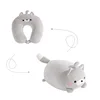 Gray cat shapeshifting neck pillow